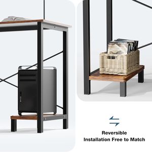 Bureau d'angle en L de 50 pouces avec support pour ordinateur, étagère, pliable et portable pour le bureau à domicile - Product Image 3