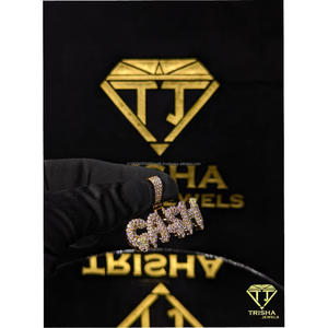 Colgante VVS Moissanite Diamond "CASH" Drip, chapado en oro de 14K, plata de ley 925, estilo hip hop, de Trisha Jewels - Product Image 4