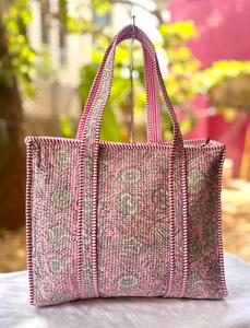 Latest Spring Summer Cotton Quilted Handmade <b>Boho</b> Shoulder Tote <b>Bag</b> with Zipper Closure for Women's Daily Use Travel - Product Image 1