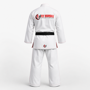 Fly Humble Karate Gi Blanco de Algodón Unisex para Adulto con Logotipo Bordado, Duradero, Transpirable, Ajuste Regular, Fusión sin Costuras, Precio al por Mayor - Product Image 6