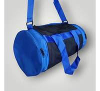 Sac de sport cylindrique bleu avec double sangle et fermeture à glissière