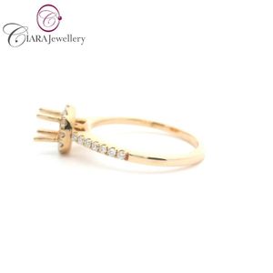 18K AU750 CLASSIQUE HALO OR ROSE VÉRITABLE DIAMANT NATUREL 4.0MM MONTAGE DE BAGUE DE FIANÇAILLES RONDES pour MARIAGE ET ANNIVERSAIRE - Product Image 2