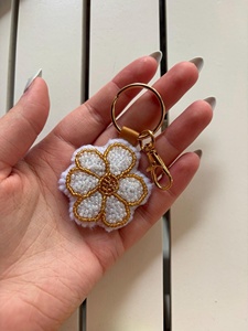 Custom Beaded Flower Keychain Floral Pendant <b>Key</b> <b>Ring</b> Handmade Gift <b>Accessory</b> for Wedding Christmas Birthday - Product Image 1