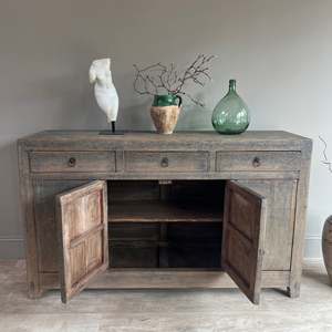 Four <b>Door</b> Reclaimed <b>Rustic</b> Storage Cabinet Solid Elm Timber Buffet Sideboard Vintage Farmhouse Living Room Dining Credenza Home - Product Image 6