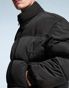 Veste matelassée noire personnalisée professionnelle unisexe, service OEM ODM sur mesure, veste matelassée rembourrée de duvet, veste d'hiver chaude pour la neige - Product Image 4