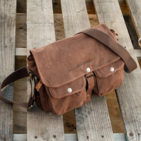 Tas Selempang Vintage untuk Pria, Bergaya Nasional, Tas Selempang Bahu, Logo Custom, Kancing Gesper, Kanvas Ringan
