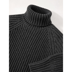 Pull à col roulé pour homme 100% laine, manches longues, tricot épais, couleur unie, pull d'hiver - Product Image 5