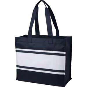Non Woven Poly Striped Rope Fashion Varsity <b>Box</b> Tote Reusable <b>Gift</b> Custom Print Ready Eco Friendly Promotional Bulk Wholesale - Product Image 4