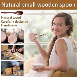 Cucharas de Madera Ecológicas de Diseño Moderno con Mango Largo para Mezclar, Hornear, Servir Té, Miel y Café - Product Image 2