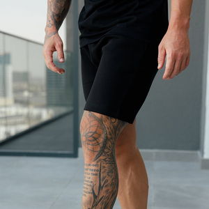 Shorts décontractés pour hommes en pur coton, taille mi-haute, avec cordon de serrage, délavés à l'acide, personnalisables, par le fabricant - Product Image 1