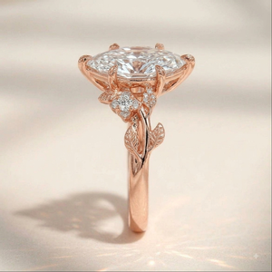 Classic Marquise Cut <b>Nature</b> <b>Inspired</b> With Side Stones Lab Diamond IGI Certified <b>Engagement</b> <b>Ring</b> 18k Rose Gold Women's Jewelry - Product Image 3