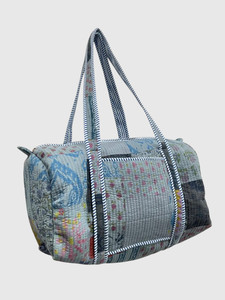 Bohemian <b>Patchwork</b> Textile Duffel <b>Bag</b> Large Capacity Zipper Closure Soft Handle Travel Multi Function Style - Product Image 1