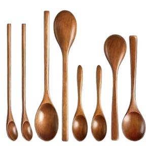 Ensemble de couverts en bois naturel faits à la main, réutilisables et adaptés aux aliments, pour restaurants, hôtels et usage domestique - Product Image 3