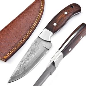 มีดสกินเนอร์เหล็กดามัสกัสแบบเต็มด้าม ด้ามไม้โรสวูด ปลายหยดน้ำ คมกริบ สำหรับงานกลางแจ้ง ทำเองได้ ระดับมืออาชีพ ใบมีดคงที่ สำหรับล่าสัตว์ - Product Image 1
