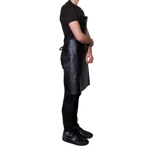 Delantal de cuero negro con bolsillo con cremallera, correas ajustables, estilo punk, sin mangas, para uso en cocina, chef, barista. - Product Image 2