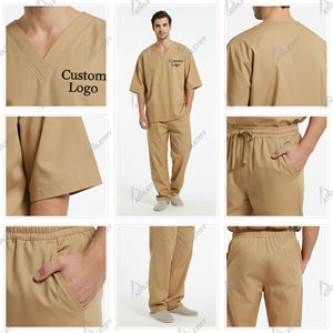 Conjunto de Uniformes Médicos Unisex, Parte Superior con Cuello en V y Pantalones, Logotipo Personalizado, Uniforme de Hospital, Transpirable, Algodón y Poliéster, Uniforme de Enfermería y Medicina, ODM - Product Image 5