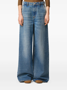 Vaqueros de mezclilla de cintura alta y pierna ancha Ami para mujer, corte holgado, lavado a la piedra, largo completo, estilo casual azul liso para primavera - Product Image 5