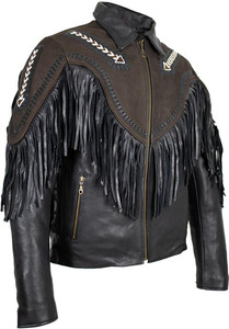 Manteau Western en toile et cuir à franges, style Cowboy Rodeo, avec encolure brodée, pour l'équitation à la ferme, bicolore, respirant et à séchage rapide - Product Image 3