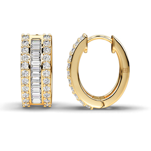 Elegantes Pendientes de Diamantes Cultivados en Laboratorio, Oro de 10K, 14K, 18K, Platino, Plata, Corte Baguette, Pendientes Huggie, Joyería de Lujo Brillante - Product Image 3