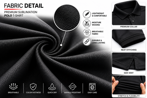Polo personnalisé uni noir pour homme, séchage rapide, respirant, en polyester, pour le golf, uniforme d'entreprise, polo promotionnel avec logo personnalisé - Product Image 6