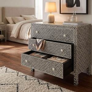 Premium Quality Bone Inlay Drawer Side <b>Stool</b> For Luxury Home Decor At <b>Low</b> Cost Designer Bone Inlay Side Table - Product Image 4