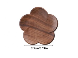 Flower Shape Solid Wood Coaster Handcrafted Heat Resistant Drink Mat <b>Table</b> <b>Protector</b> Rustic Coffee Tea Cup Holder Home Decor - Product Image 2