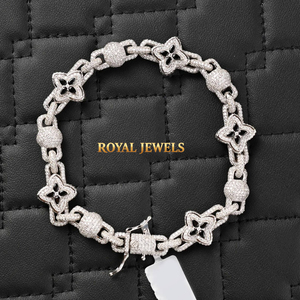 925 Sterling Silver Moissanite <b>Chain</b> Link Bracelet <b>Iced</b> <b>Out</b> Round Brilliant Cut Unisex Hip Hop Jewelry Gift - Product Image 1