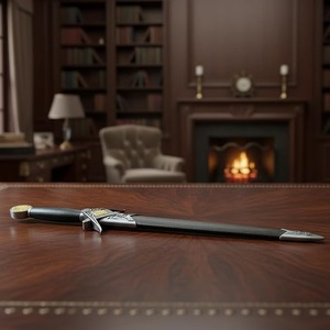 Épée courte maçonnique avec outils de travail et équerre et compas de franc-maçon - [Noir et Argent] - Product Image 4