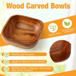 Juego de tazones apilables de madera natural ecológica premium para servir frutas y nueces, pequeños, para la encimera de la cocina. - Product Image 3