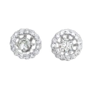 0.50 CT Vintage 14KT Yellow Gold Rhodium Plated Brilliant Cut Diamond Halo Clip-On <b>Earrings</b> - Product Image 3