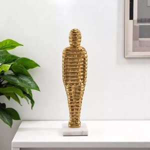 Escultura de Momia Dorada, Figura Decorativa de 20.75 Pulgadas de Alto, Hecha a Mano, Decoración Artística para Mesa de Salón - Product Image 4
