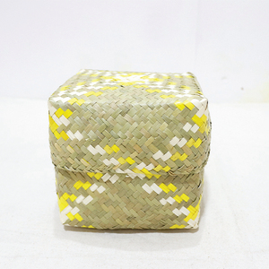 Trending Durable Natural Palm Leaf Eco-friendly Hand-woven <b>Square</b> Storage <b>Basket</b> with Multifunctional Design and Cover - Product Image 4