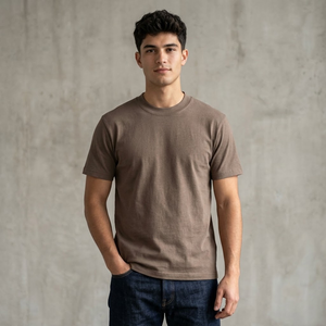 T-shirt à manches courtes pour homme, 100% coton, col rond, coupe classique, couleur unie, jersey décontracté - Product Image 1