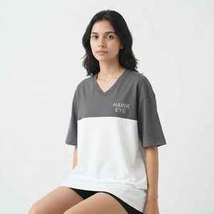<b>Women's</b> Color Block <b>V</b>-<b>Neck</b> <b>T</b>-<b>Shirt</b> Short Sleeve Loose Fit 100% Cotton Jersey Breathable Spring Summer Casual Top - Product Image 5