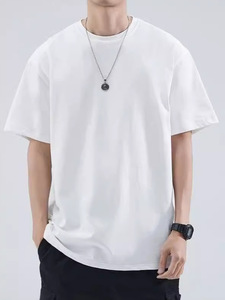 T-shirt d'été personnalisé avec logo, pour hommes et femmes, couleur unie, coupe ample, manches courtes, 180 grammes, t-shirt basique, t-shirt de travail - Product Image 2