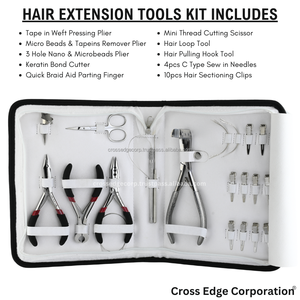 New Hair Extension Tools Private Label <b>Tape</b> in Pressing and Remover Plier Keratin Bond Cutter C Type Sew in Needles - Product Image 2