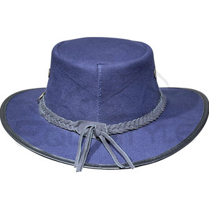 Sombrero de safari de algodón encerado azul, de ala ancha, para verano, para exteriores, con banda trenzada, para caza, pesca, unisex, protección solar. - Product Image 4