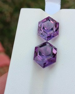 Pierres précieuses en améthyste naturelle, taille hexagonale, violet violet, pierres en vrac pour la fabrication de bijoux, cristal facetté de qualité supérieure - Product Image 2