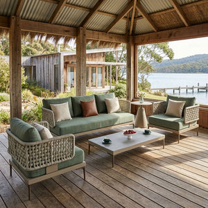 Ensemble <span class=keywords><strong>de</strong></span> <span class=keywords><strong>salon</strong></span> <span class=keywords><strong>de</strong></span> <span class=keywords><strong>jardin</strong></span> moderne en aluminium, résistant aux intempéries, avec <span class=keywords><strong>table</strong></span> basse en corde tressée pour <span class=keywords><strong>jardin</strong></span>, Australie - Product Image 2