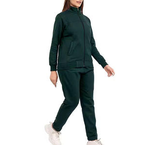 Best Women's Dark Green Tracksuit Set Full <b>Zip</b> <b>Hooded</b> Jacket Side Pockets Long Sleeve Pants Casual Autumn Wear 100 Polyester - Product Image 2