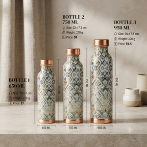Botella de Agua de Cobre con Acabado Martillado, Portátil, para Viajes, Diseño Minimalista, Botella de Metal Reutilizable - Product Image 5