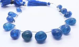 Perles de quartz bleu naturel AAA, forme goutte lisse, 8x14-16x24 MM, perles de quartz en forme de goutte, 8 pouces, perles de quartz bleu lisses en forme de larme - Product Image 3
