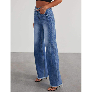 Jeans Casuales de Mujer 2026, Transpirables, de Pierna Ancha, Elásticos, Estilo Boyfriend, Corte Ajustado, Cintura Media, de Mezclilla - Product Image 5