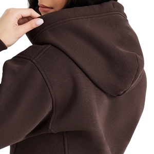 Wholesale Custom LOGO High Quality Women Blank Full <b>Zip</b> <b>up</b> Drawstring Soft Fleece Oversized Lounge <b>Cropped</b> Zipper Hoodie 2026 - Product Image 4