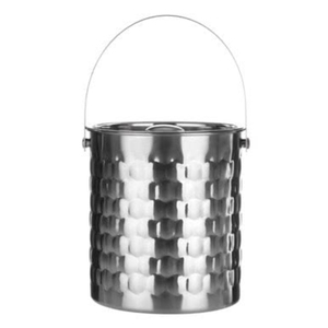 Cubo de Hielo Metálico 2026 Más Vendido, Enfriador de Vino con Acabado Plateado, Cubo de Hielo Aislado de Doble Pared con Tapa y Asa - Product Image 1