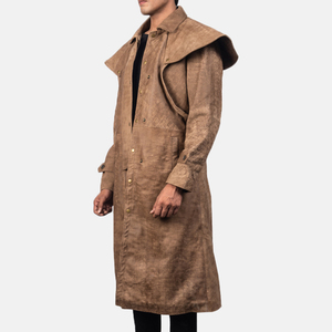 <b>Men</b> Women Soft Genuine Leather Long <b>Coat</b> Full Length Warm Outerwear Long Sleeve Stand Collar Front Zip Modern Winter - Product Image 4