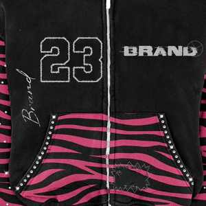 เสื้อฮู้ดดี้ครอปทรงบ็อกซี่ผ้าเฟรนช์เทอร์รี่ฟลีซพิมพ์ลายทั้งตัวประดับเพชรเทียม น้ำหนัก 380-500 กรัม สำหรับผู้ชาย สไตล์สตรีทแวร์สุดฮิต ขายดี - Product Image 2