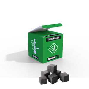 100% Premium Shisha Charcoal Hookah Made Indonesia Factory Personalizar OEM Etiqueta privada Baja ceniza Largo tiempo de combustión - Product Image 1