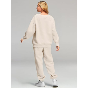 Ensemble sweat à capuche et jogging pour femme avec logo personnalisé, en molleton épais, tenue décontractée pour la maison, en tissu mélange de coton doux - Product Image 2