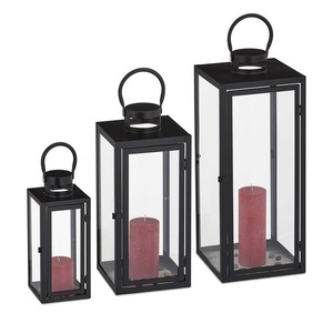 Modern Selling Metal &Glass <b>Lantern</b> With Matt <b>Black</b> Finish Metal Candle <b>Lanterns</b> for Outdoor Home Decoration Handmade Customized - Product Image 1